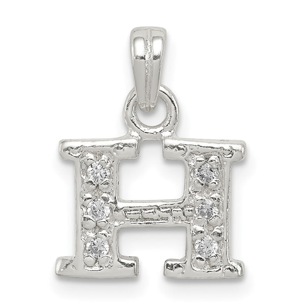 Carat in Karats Sterling Silver Cubic Zirconia Letter H Initial Charm Pendant