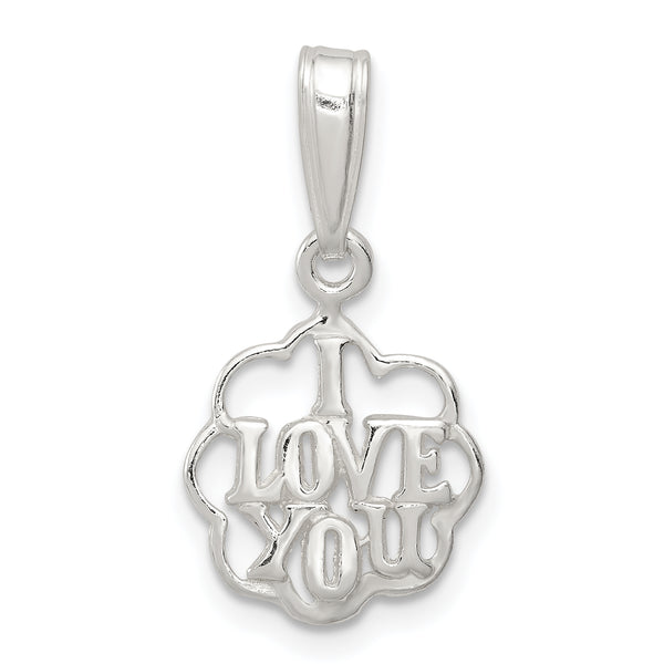 Quilates en quilates Plata esterlina Pulida I Love You Charm Colgante (0.9 pulgadas x 0.47 pulgadas)