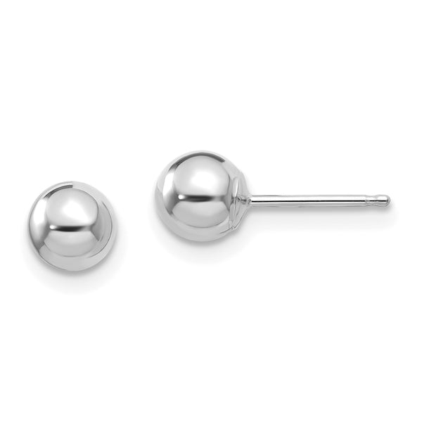 Carat in Karats 14K White Gold Madi Polished Ball Post Earrings (5mm x 5mm)