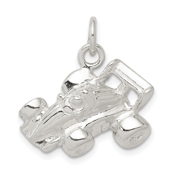 Carat in Karats Sterling Silver Polished Race Car Charm Pendant (0.7 Inch x 0.86 Inch)