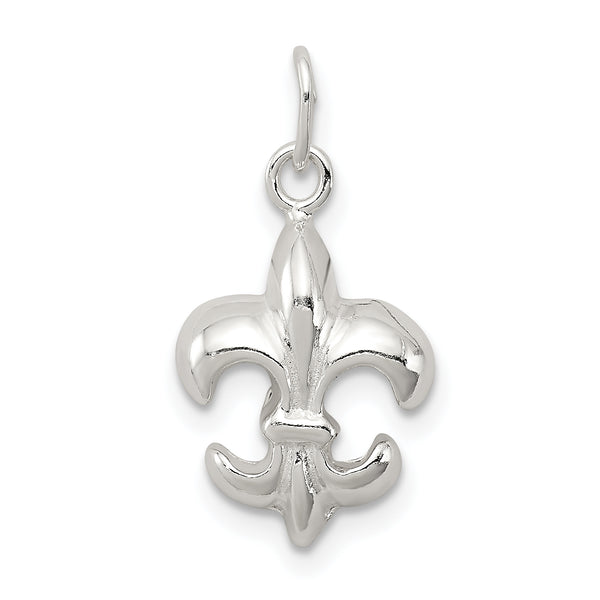 Carat in Karats Sterling Silver Polished Finish Fleur De Lis Charm Pendant (14 mm x 10 mm)