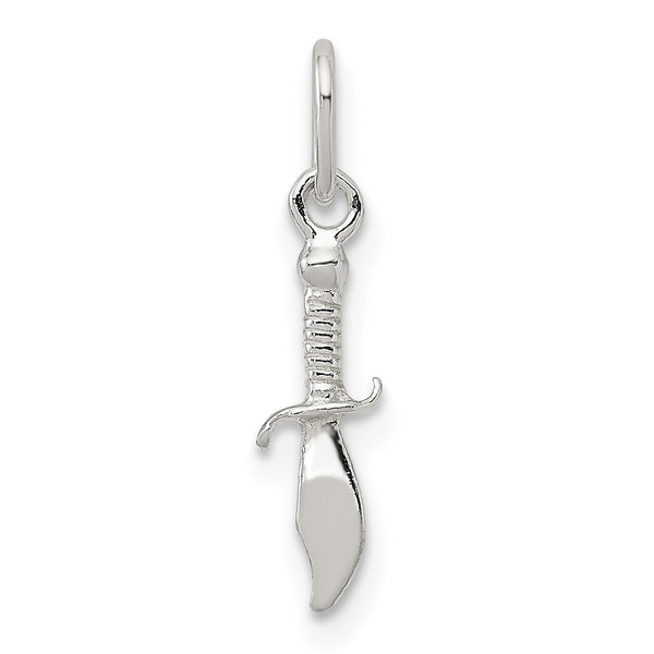 Quilate en quilates Plata esterlina Acabado pulido Colgante con forma de cuchillo (18 mm x 3 mm)