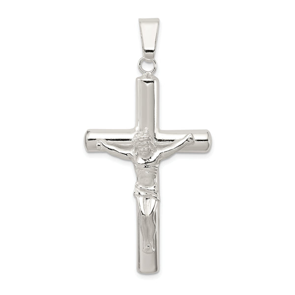 Quilates en quilates Plata esterlina Acabado pulido Crucifijo hueco Cruz Charm Colgante (56 mm x 27,50 mm)