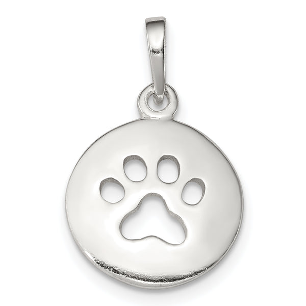 Carat in Karats Sterling Silver Polished Finish Paw Print Charm Pendant (15.2 mm x 13.5 mm)