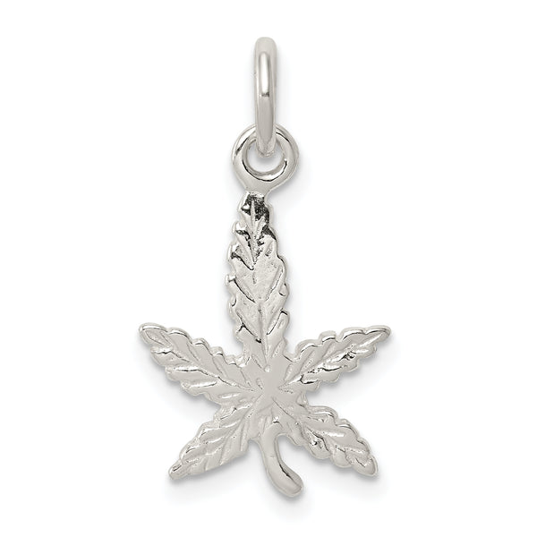 Carat in Karats Sterling Silver Leaf Charm Pendant (24mm x 13mm)