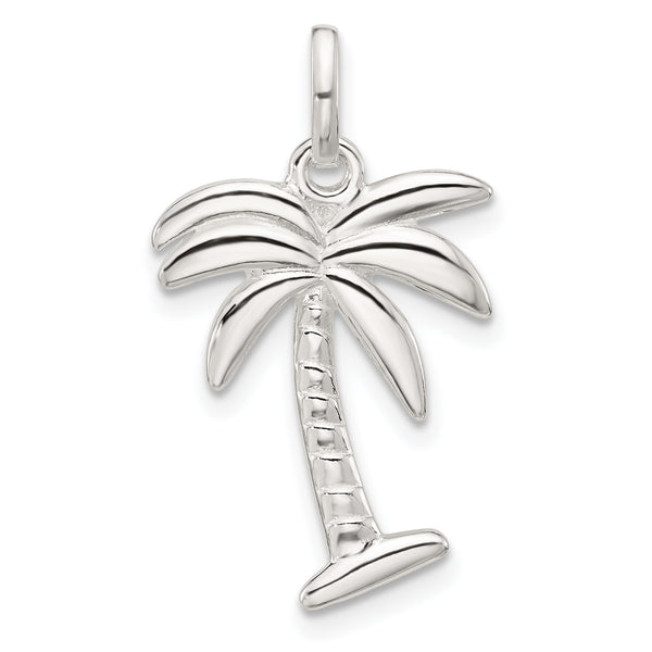 Carat in Karats Sterling Silver Polished Finish Palm Tree Charm Pendant (20mm x 16mm)