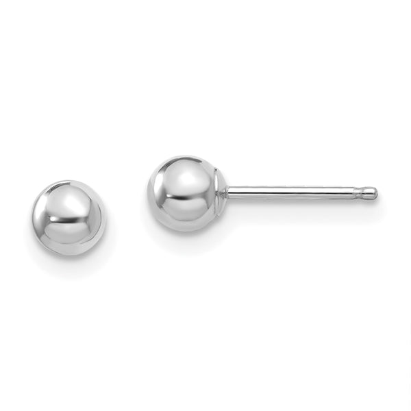 Carat in Karats 14K White Gold Madi Polished Ball Post Earrings (4mm x 4mm)