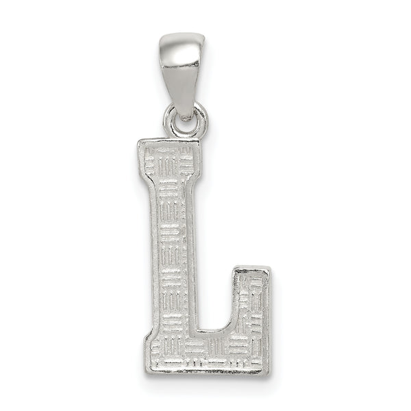 Carat in Karats Sterling Silver Letter L Initial Charm Pendant (0.98 Inch x 0.35 Inch)