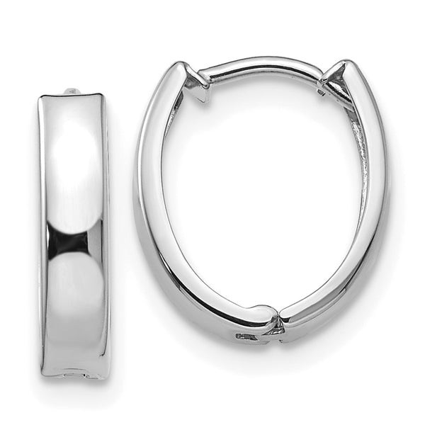 Carat in Karats 14K White Gold Polished Hinged Hoop Earrings (13mm x 10mm)