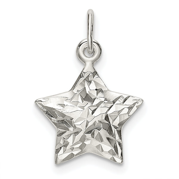 Carat in Karats Sterling Silver Star Charm Pendant (14.75 mm x 13.1 mm)