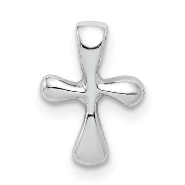 Carat in Karats Sterling Silver Polished Finish Rhodium-Plated Youth's Cross Charm Pendant (11.45mm x 8.18mm)