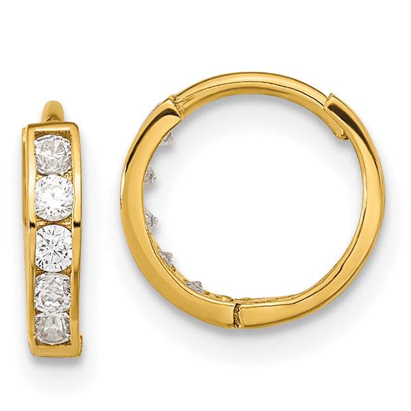 Carat in Karats 14K Yellow Gold Madi CZ Hinged Hoop Earrings (11mm x 11mm)