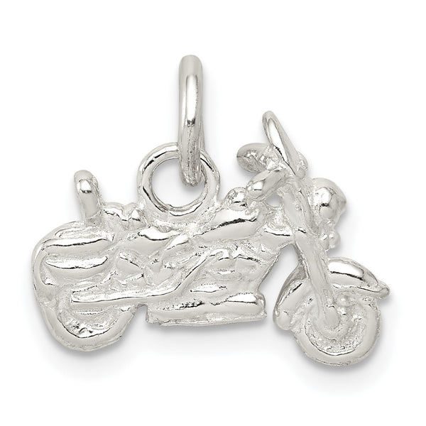 Carat in Karats Sterling Silver Polished Finish Motorcycle Charm Pendant (12mm x 17mm)