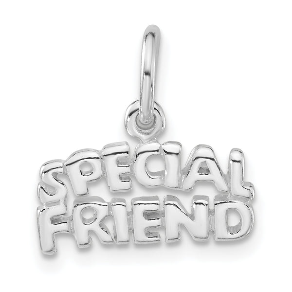 Carat in Karats Sterling Silver Polished Finish Special Friend Charm Pendant (15mm x 15mm)