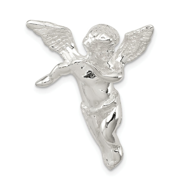 Carat in Karats Sterling Silver Polished Guardian Angel Charm Pendant (1.25 Inch x 0.94 Inch)