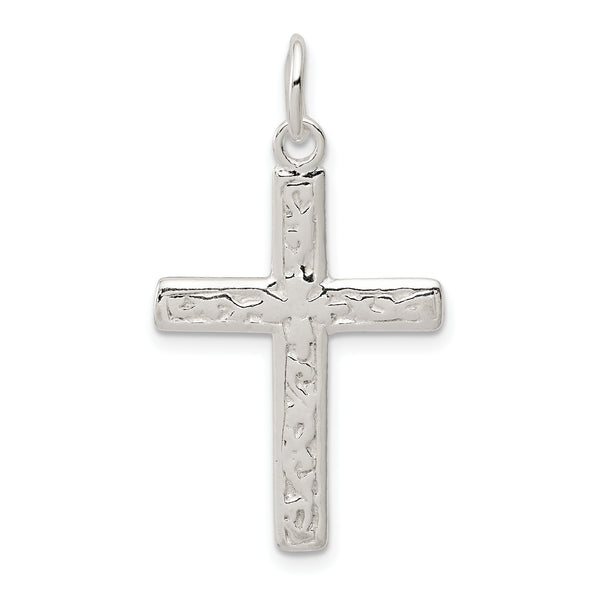 Carat in Karats Sterling Silver Polished Finish Cross Charm Pendant (28mm x 18mm)