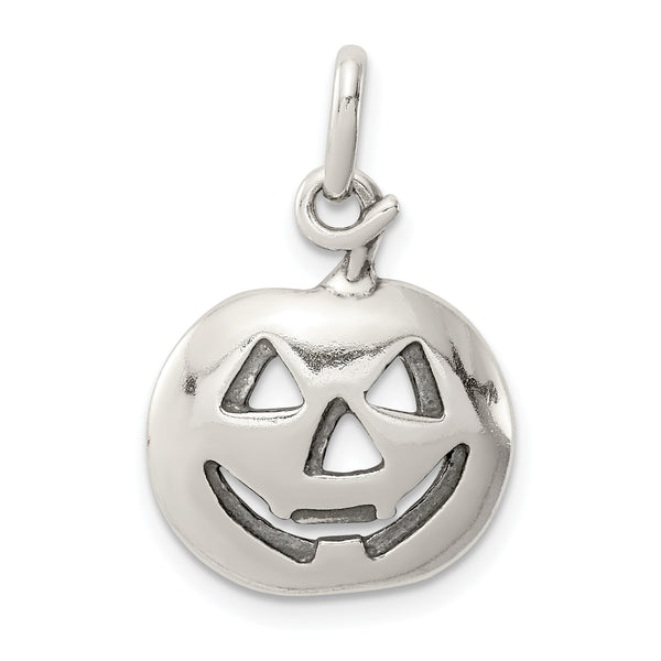 Carat in Karats Sterling Silver Pumpkin Charm Pendant (0.7 Inch x 0.59 Inch)