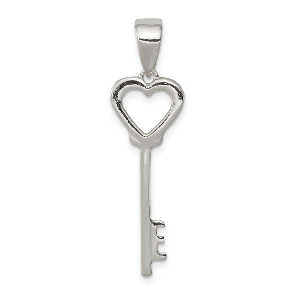 Sterling Silver Polished Key Pendant (1.38 Inches x Inches 0.39)