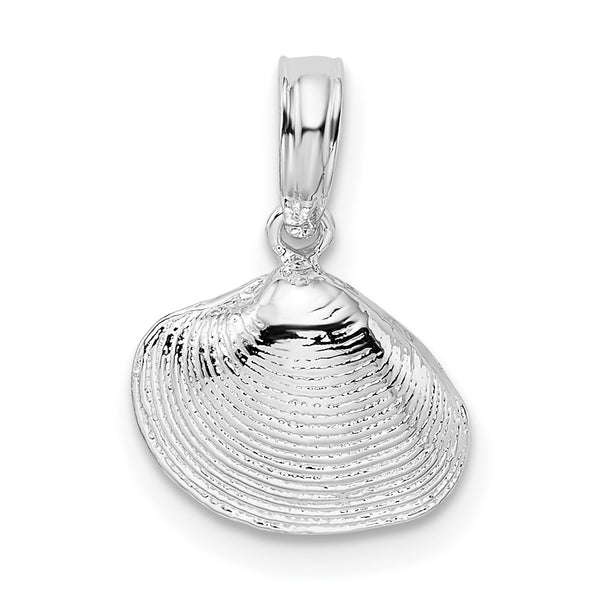 Carat in Karats Sterling Silver Polished Finish Clam Shell Charm Pendant (15mm)