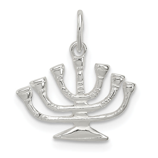 Carat in Karats Sterling Silver Polished Menorah Charm Pendant (0.51 Inch x 0.59 Inch)