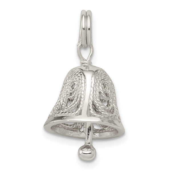 Quilate en quilates de plata de ley con acabado pulido Bell Charm Pendant (17 mm x 12 mm)