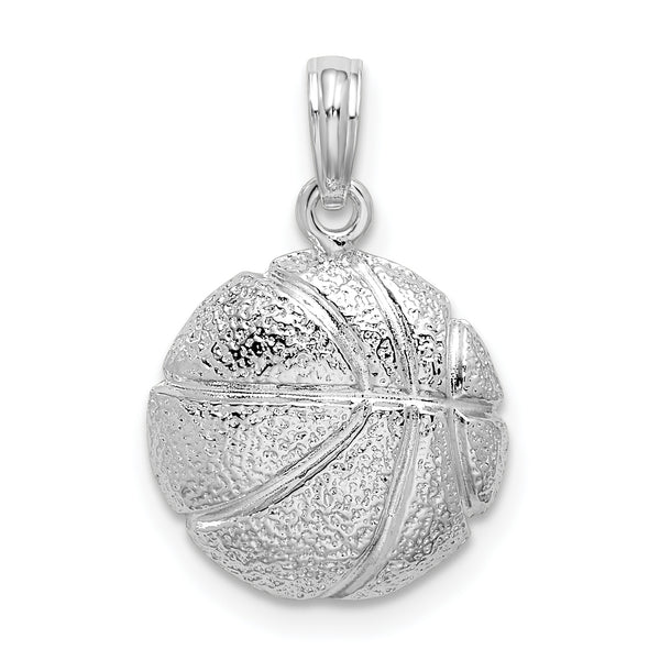 Carat in Karats Sterling Silver Polished Basketball Charm Pendant (13 mm x 13.35 mm)