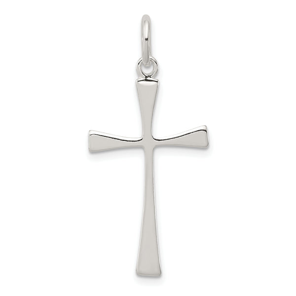 Carat in Karats Sterling Silver Polished Finish Cross Charm Pendant (31mm x 17mm)