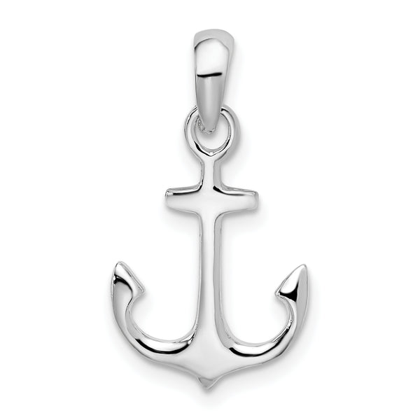 Carat in Karats Sterling Silver Polished Finish 3D Anchor Charm Pendant (22.82mm)