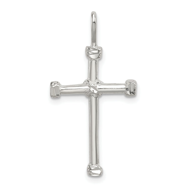 Carat in Karats Sterling Silver Polished Finish Cross Charm Pendant (30mm x 15mm)