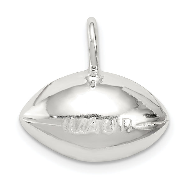 Carat in Karats Sterling Silver Polished Football Charm Pendant (0.51 Inch x 0.66 Inch)