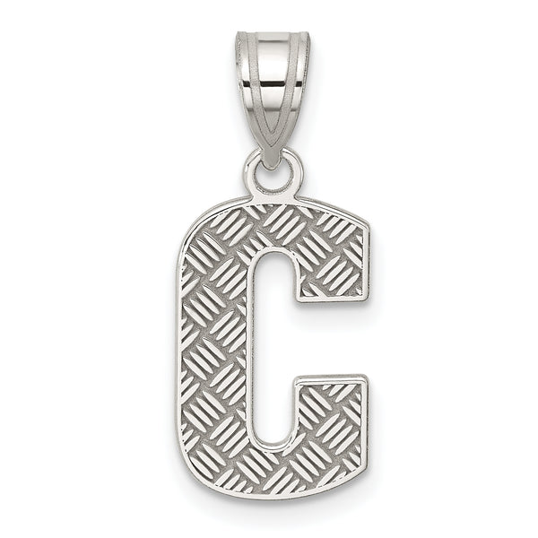 Quilates en quilates Plata de ley Letra C Inicial Charm Colgante (25 mm x 9 mm)